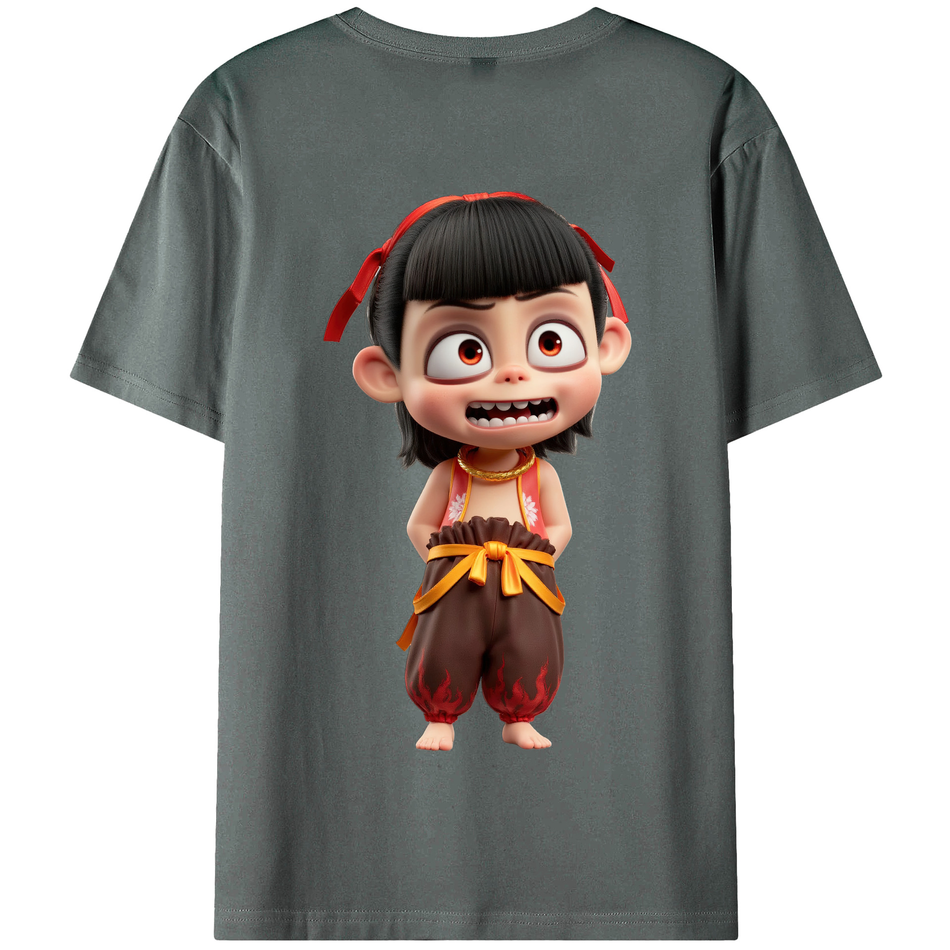 （画像用） Ne Zha 2 ナタ 魔童の大暴れ 綿100％半袖Tシャツ（背面プリント）